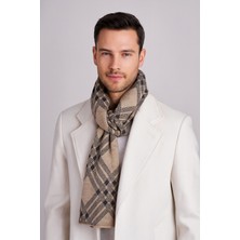 Sebir Moda Kareli Desenli Triko Atkı Vizon - Antrasit Renk Kış Sezonu Erkekler İçin Tasarlandı