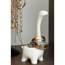 Sevimli Dinozor Yüzük Tutucu, 8 Cm, Beyaz, Takı Düzenleyici, Şık ve Pratik Tasarım