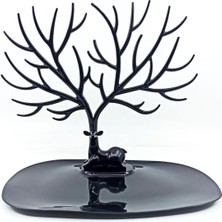 Iki Adet Geyik Tasarımlı Takı Standı, Yüzük ve Kolye Organizer, Siyah Renk