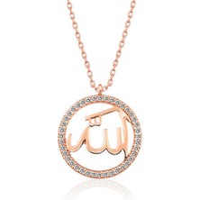 Rose Arapca Allah Muhammet Yazılı 925 Ayar Gümüş Kolye