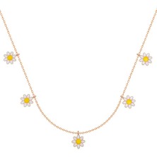 Papatya  Çiçek 925 Ayar Gümüş Kadın Kolye