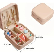 Pembe Mini Takı Kutusu, Kolye, Yüzük, Küpe Düzenleyici ve Seyahat Çantası