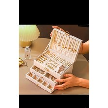 Beyaz 2 Çekmeceli Güvenli Takı Saklama Kutusu, Şık ve Kullanışlı Tasarım