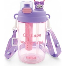 Sevimli Kuromi Çocuk Suluğu, 750ML, Pipetli, Çift Kapaklı, Boyun Askılı Tasarım