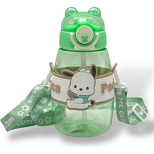 Sevimli Köpek Suluk Matara 600 Ml, Yeşil, Taşınabilir ve Hafif Su Şişesi