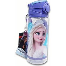 Frozen Temalı Pipetli Okul Matara, 500 Ml, Şık ve Dayanıklı Mavi Suluk.