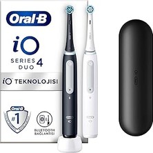 Io 4 Şarjlı Diş Fırçası Seti 2'li - Mat Siyah / Beyaz
