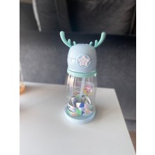 500 ml Çocuk Suluk Geyikli, Taşımalı, Pipetli, Bpa Içermeyen, Kayışlı, Dayanıklı Mavi