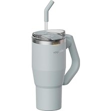 Tumbler 950ML Pipetli/pipetsiz Kullanım Fonksiyonel Kulplu Paslanmaz Çelik Termos (Açık M