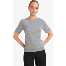 DeFacto Regular Fit Bisiklet Yaka Kısa Kollu Triko Kazak E6810AX25AU