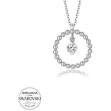 Tutaste Jewellery Tek Taş Çember  925 Ayar Gümüş Kolye