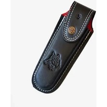 Kurt Figürlü Hakiki Deri Çakı Kılıfı No:2, 12 x 4 cm - Kemerlikli