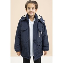 Cansın Mini Lacivert Kapüşonlu Içi Kürklü Şişme Mont 12 - 13 Yaş Erkek Çocuk Günlük Kullanım İçin Su İtici