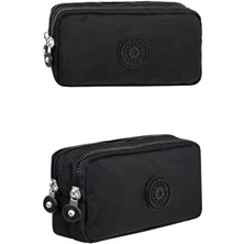 Krinkıl Kumaş Çift Bölmeli Gözlü Kalemlik Kalem Kutusu