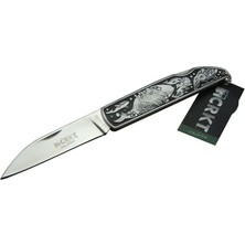 Cr 0102 Kamp Çakı 20 cm - Balık Desenli Metal Sap, Kılıflı, Kutulu
