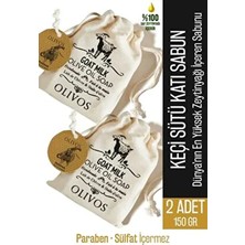 Doğal Keçi Sütü ve Zeytinyağlı Katı Sabun Keçi Sütlü El Sabunu Kese Hediyeli 2 Adet 150 gr