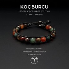 Koç Burcu Doğal Taş Bohem Bileklik, Erkek Burç Bilekliği, Koç Burcu