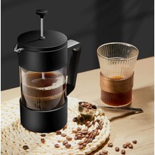 French Press 420 ml Borosilikat Siyah Kahve Demleme Potu, Isıya Dayanıklı Filtre Kahve Pres