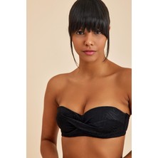 Bali Siyah Dolgulu Straplez Push-Up Bikini Takım