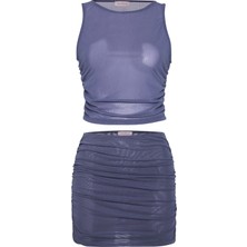 Çok Renkli Bluz-Etek Ikili Takım