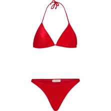 Dokulu Kırmızı Üçgen Bikini