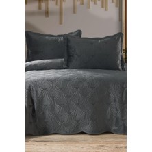 Arzen Nakışlı Kadife Çift Kişilik Yatak Örtüsü 250X260 Antrasit