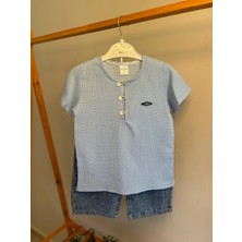 Erkek Çocuk Dokulu Ip Yaka Detaylı Alt Üst Takım