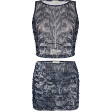 Çok Renkli Bluz-Etek Ikili Takım