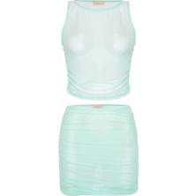 Çok Renkli Bluz-Etek Ikili Takım