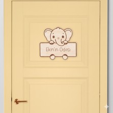 Fil Figürlü Ahşap Kapı Süsü 25X25 cm - Çocuk Odası, Anaokulu ve Kreş Dekoru