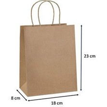 - Burgu Saplı Kraft Çanta 18X8X23 (25 Adet) (Kağıt Poşet Çanta)