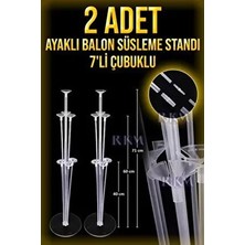2 Adet Ayaklı Balon Süsleme Standı 7'li Çubuklu Set 71 cm Yükseklikte Parti Malzemeleri