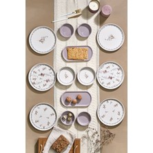 Kitchen Life 14 Parça Bahar Dalı Kahvaltı Takımı 6 Kişilik Seramik Sunum Seti Bej Renkli