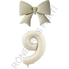 Rönesans Parti Krem Renk Fiyonk Rakam Folyo Balon Seti Yaş 8