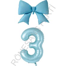 Rönesans Parti Mavi Renk Fiyonk Rakam Folyo Balon Seti Yaş 2