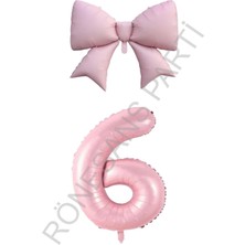 Rönesans Parti Pembe Renk Fiyonk Rakam Folyo Balon Seti Yaş 5