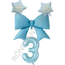 Rönesans Parti Mavi Renk Yıldız Fiyonk Rakam Folyo Balon Seti 2 Yaş