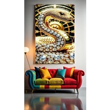 Özkacar Group Mücevherli Yılan Ev Duvar Salon Güzellik Salonu Ofis Dükkan Dekarasyon Kanvas Tablo