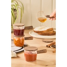 12 Li Akasya Kapaklı Saplı Mika Reçellik Sosluk Sofra Kahvaltı Seti - Akasya Saplı Sunumluk 80 ml