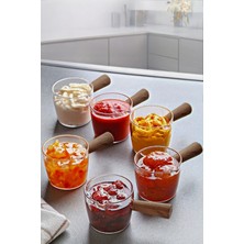 6 Lı Akasya Saplı Mika Reçellik Sosluk Sofra Sunum Kahvaltı Seti - Akasya Saplı Sunumluk 80 ml