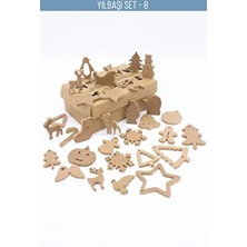 Belirtilmemiş Kahverengi Yılbaşı Boyama Seti 30 Adet Ahşap Figür ile Yılbaşı Süsleme ve Dekorasyon