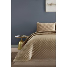 Bianca Tek Kişilik Lüks Kadife Yatak Örtüsü Bej