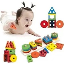 Geometrik Şekiller Bul Tak Yerleştirme Koordinasyon Renk Algı Eğitici Ahşap Oyuncak