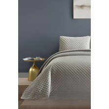 Bianca Tek Kişilik Lüks Kadife Yatak Örtüsü Gri