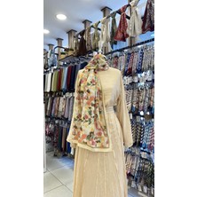 Boya Desenli Şal Sarı