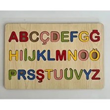Ahşap Montessori Eğitici Türkçe Küçük Harf Seti Alfabe 3 Boyutlu Bultak Puzzle