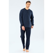 Cacharel 2197 Lacivert Erkek Jakarlı Noktalı Patlı Pijamatakımı