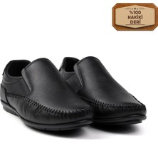Erkek Siyah Hakiki Deri Ayakkabı, Ortopedik Taban Loafer Ayakkabı Mevsimlik Günlük Casual Ayakkabı