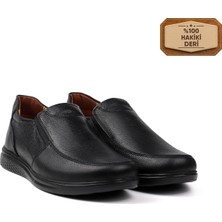 Erkek Siyah Hakiki Deri Ayakkabı, Ortopedik Taban Loafer Ayakkabı Günlük Casual Ayakkabı