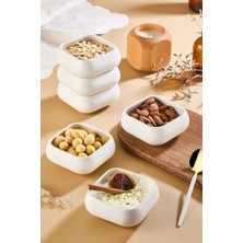 Seramik 6'lı Kare Çerez Tabağı - Sunumluk Reçellik Sosluk